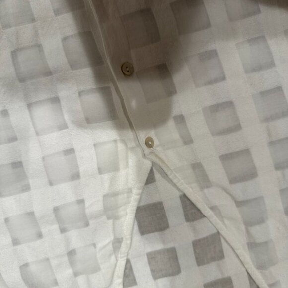 Mango Sheer Windowpane Cropped Blouse with Mother-of-Pearl Buttons Size 6 - Picture 3 of 3